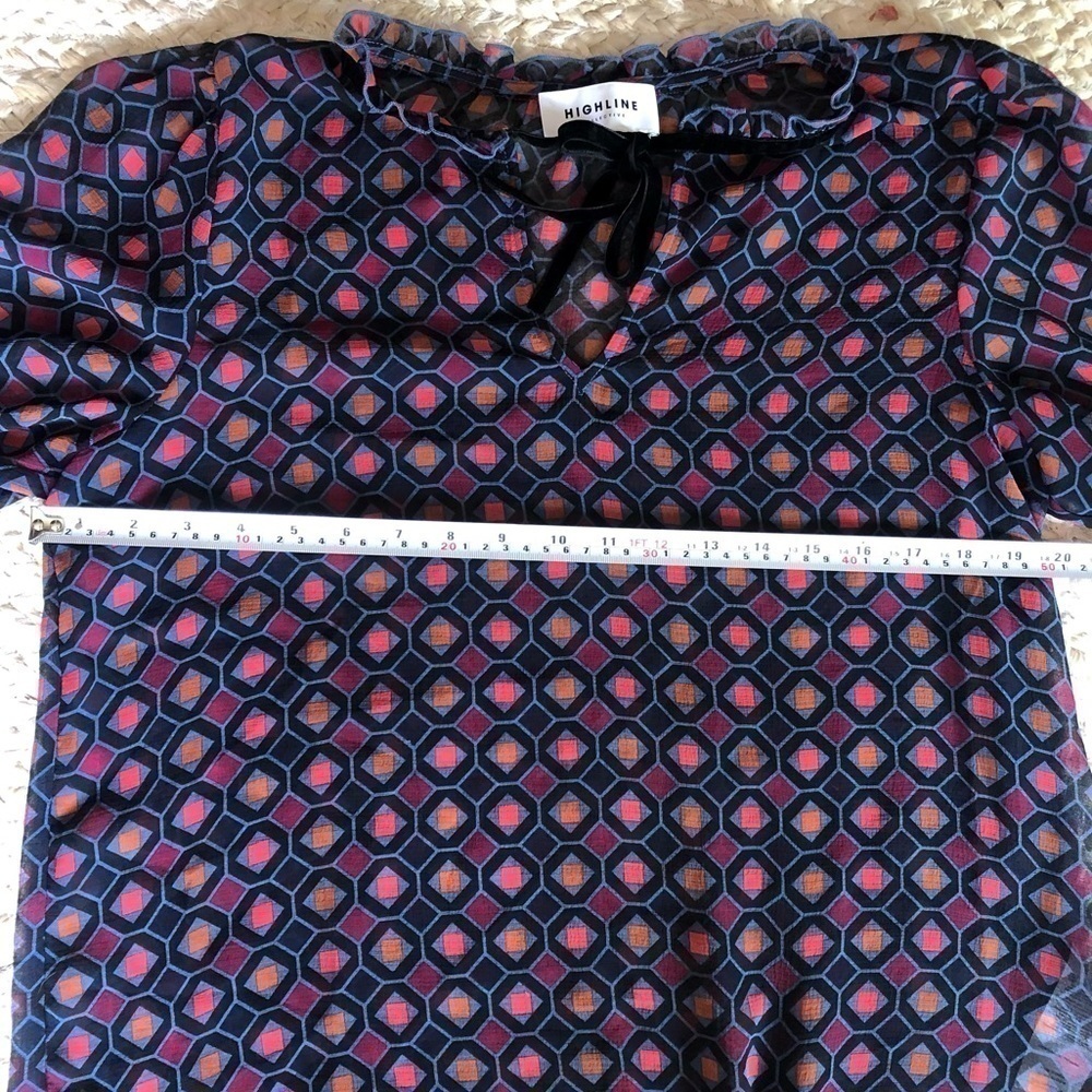 Highline Collective Geometric Print Ruffled Collar blouse top - Picture 5 of 8
